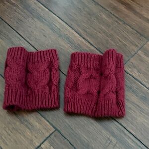 Elegant Maroon Cable Knit Boot Cuffs